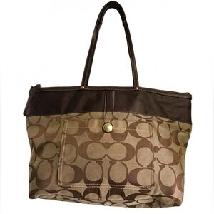 Coach vintage brown CC signature print canvas handbag